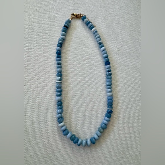 Allie & Bess Bay Hand Dyed Blue Opal beads 8mm to 10mm. 16” Beaded Necklace. New - Picture 11 of 11